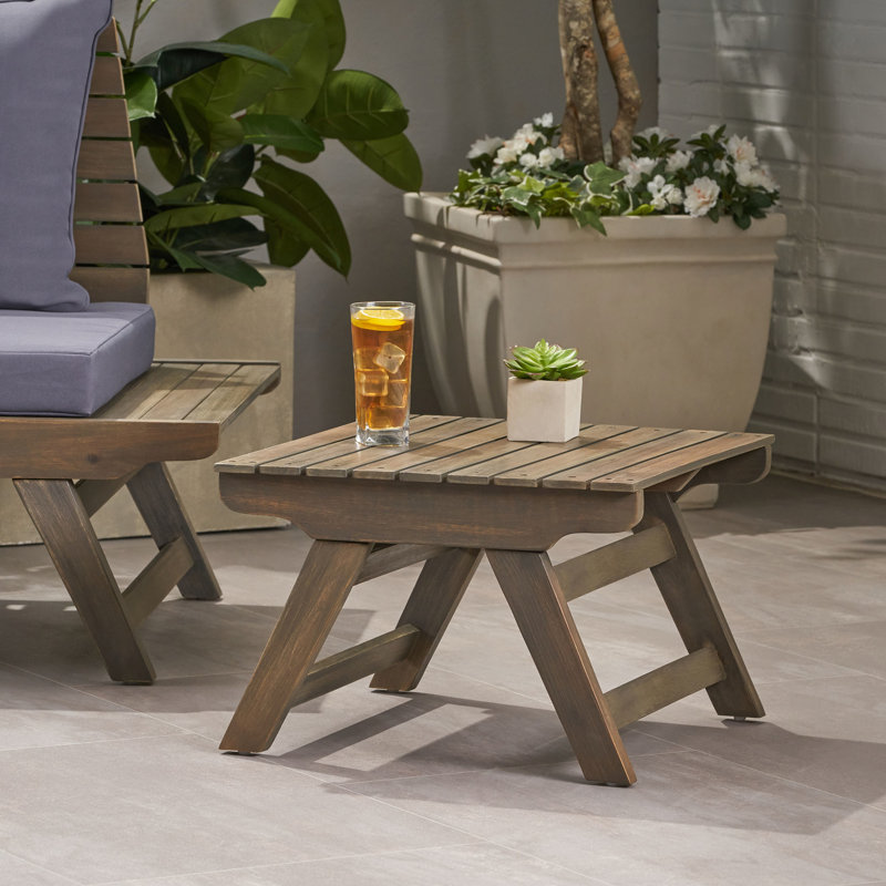 Table d'appoint d'extérieur - Bois gris, 19,9 x 19,9 x 12,73, lattes ouvertes, bois de construction décoratif, l 19,9 x L 19,9 x H 12,73, plateau décoratif