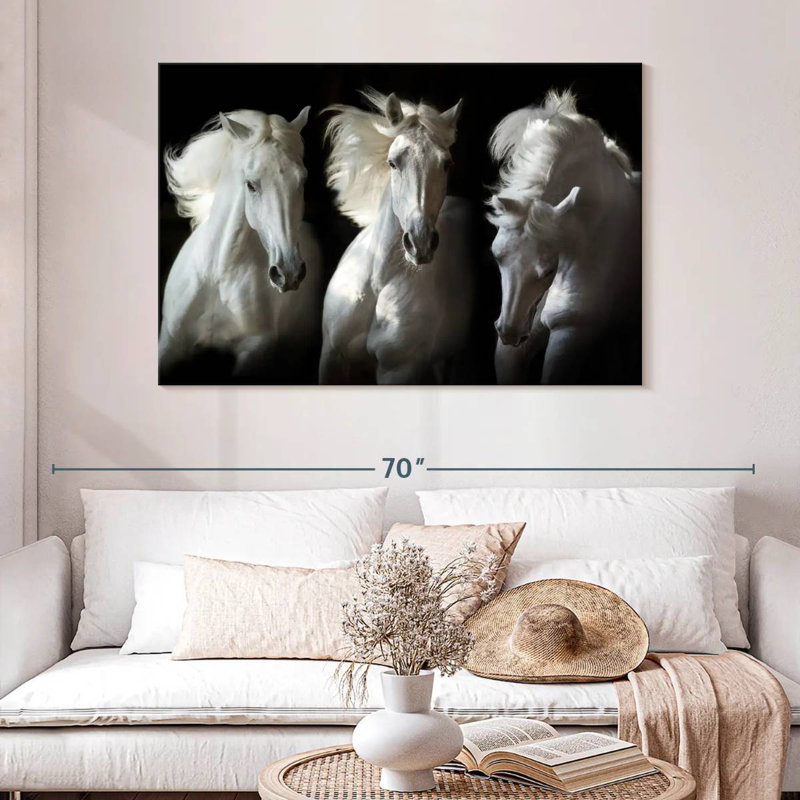 Brampt Three White Horses, 32" H x 48" W