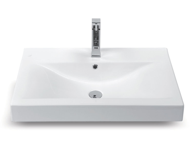 CeraStyle By Nameeks Mona 17.7'' Glossy White Ceramic Rectangular Bathroom Sink with Overflow