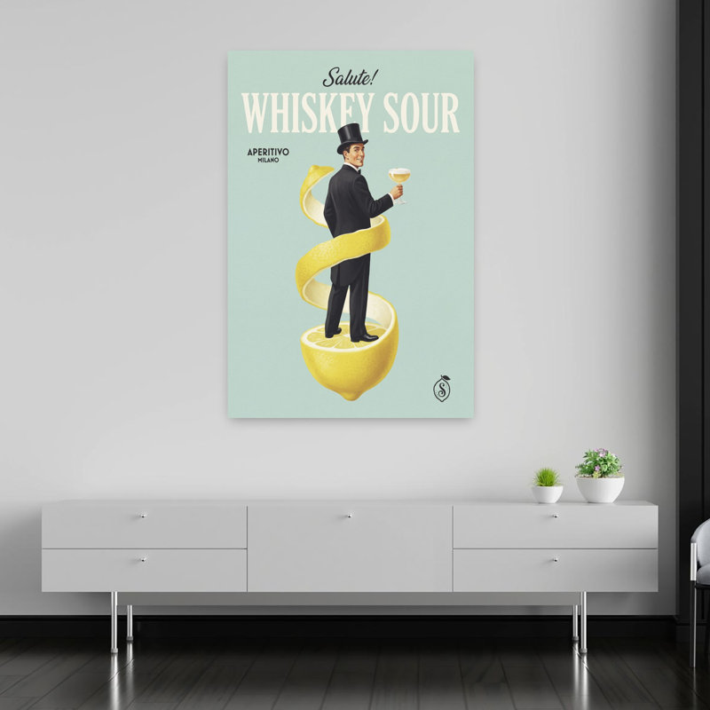 Art mural rétro classique classique avec whisky Sour Gentleman, 60" H x 40" W
