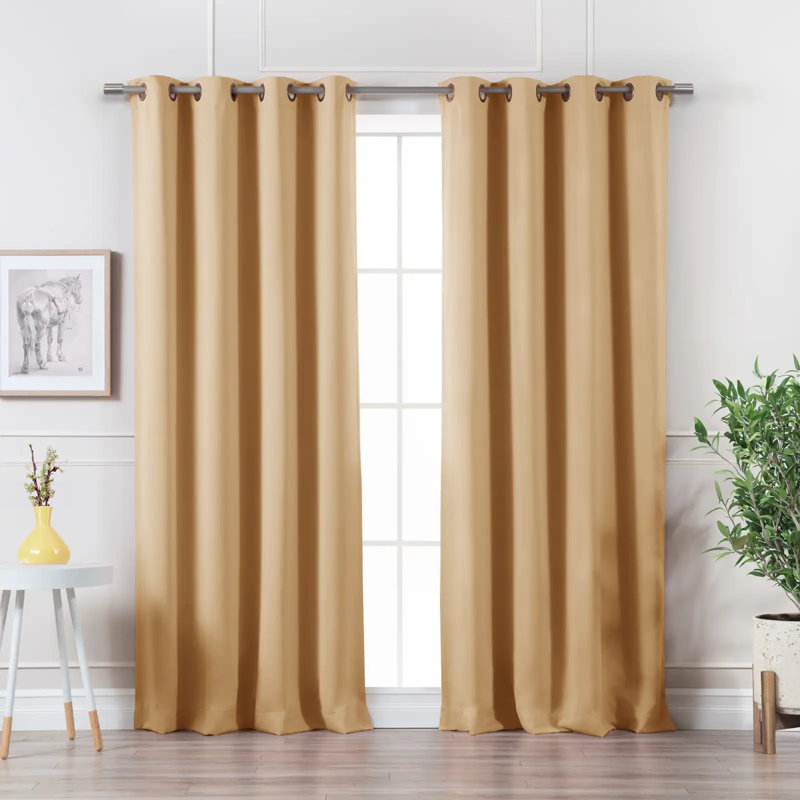 Adina Sevan Solid Thermal Grommet Curtain Panels, 52"W x 108"L, Sunlight
