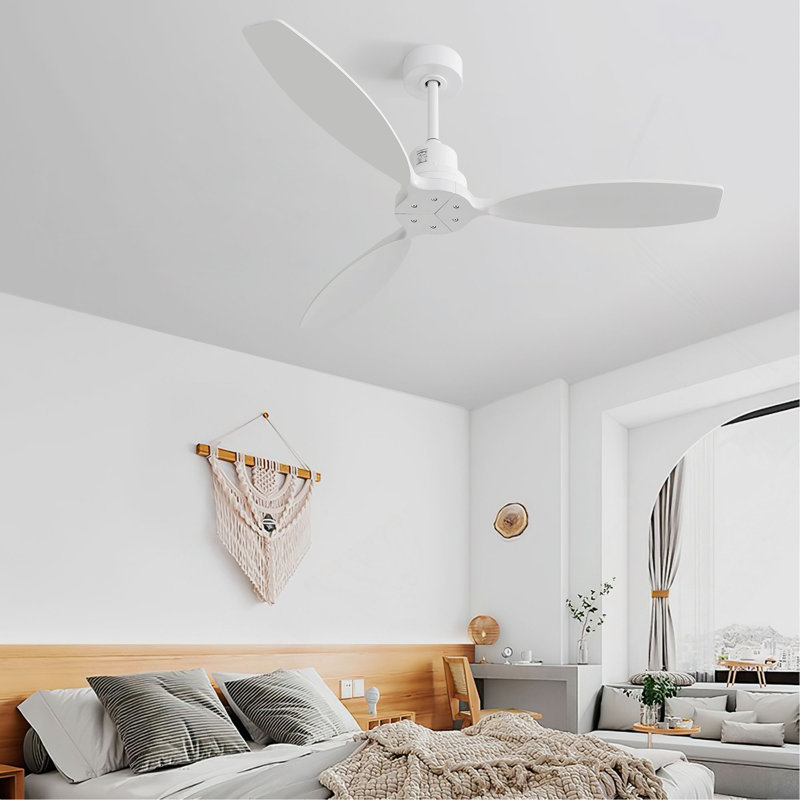 Ventilateur de plafond à profil bas en bois 52 pouces avec télécommande à 6 vitesses pour salon de patio