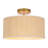 2-Light Rattan Drum Shade Dimmable Semi Flush Mount Ceiling Light with Gold Finish