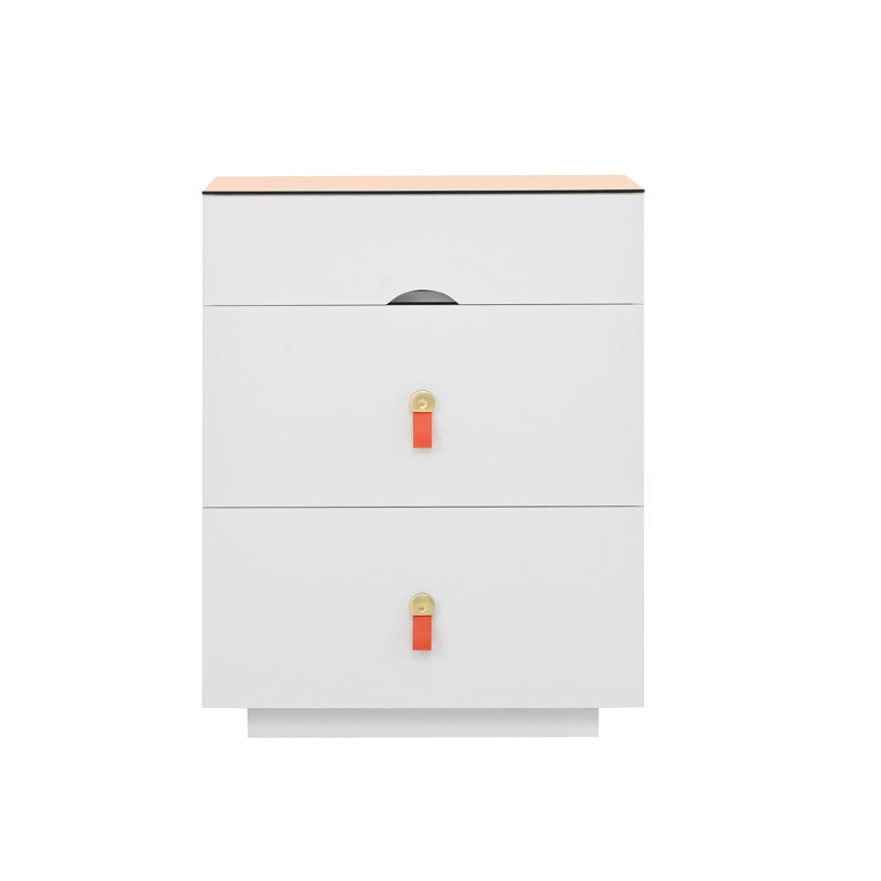 Marquece 3-Drawer 30" Modern Nightstand With LED Lighting And Glass Top Jewelry Organizer