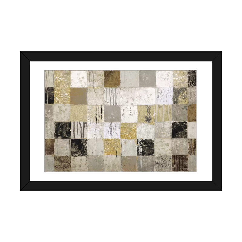 « africain mosaic ii », impression sur toile, H 24 po x l 32 po x P 1 po, Papier d'art encadré noir, Blanc