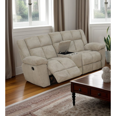 Beige Corduroy Recliner Loveseat