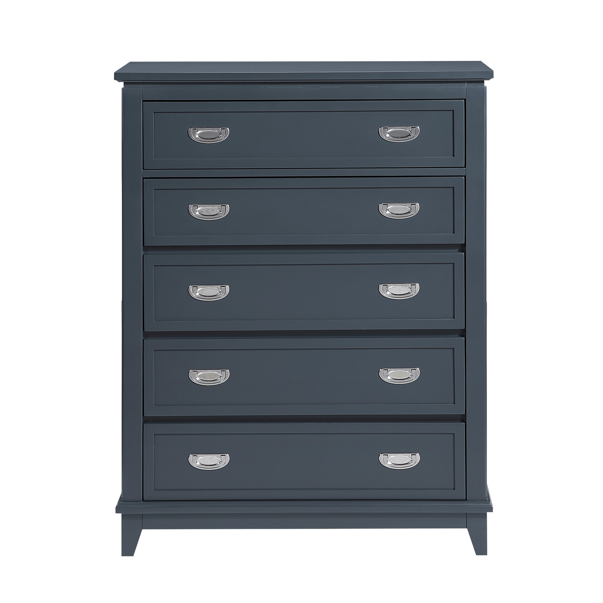 Latitude Run® Navy Blue Finish Storage Chest With 5 Drawers Wooden ...