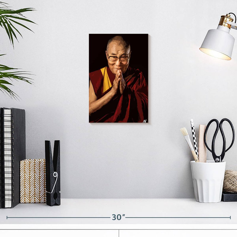 Illustration du dalaï-lama, H 12 po x l 8 po