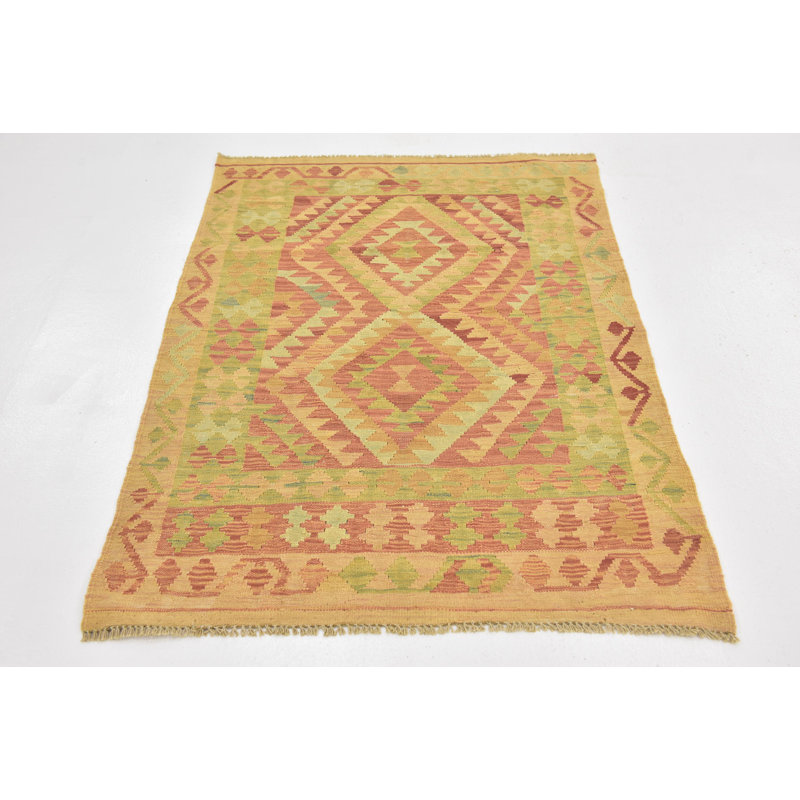 Tapis de zone en laine 3 pi 3 po x 5 pi one-of-kind main-noué la new age Elland