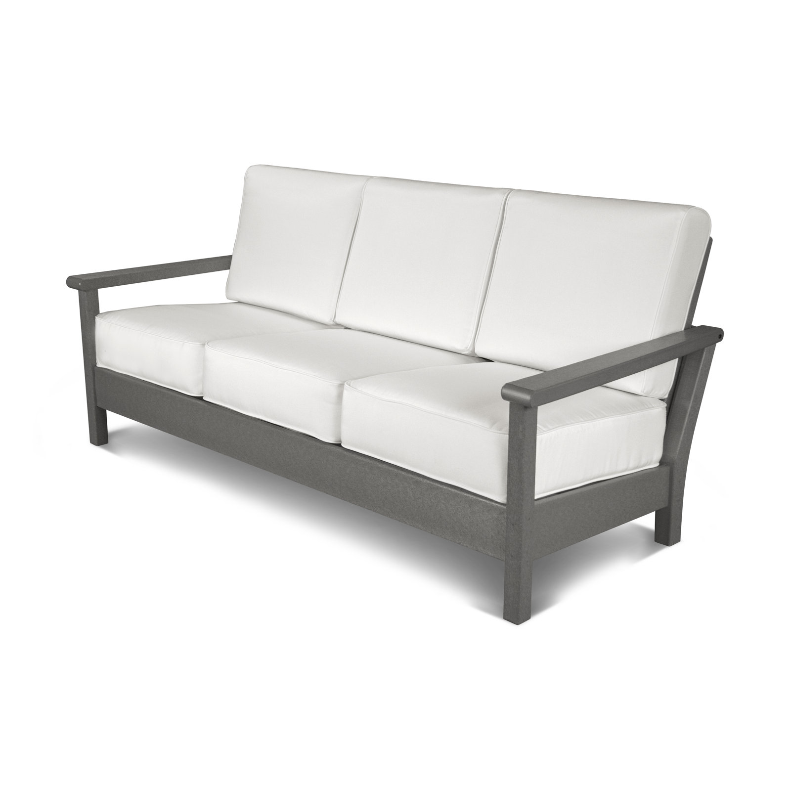 POLYWOOD® Harbour 75" Sunbrella® Patio Sofa, Natural, Slate Grey