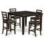 Ensemble de table de salle à manger à hauteur de comptoir 5 pièces comprenant une table de pub carrée avec piédestal et 4 chaises de salle à manger, 54 x 54 pouces, noir et cerise-98589825-129910326-129910327