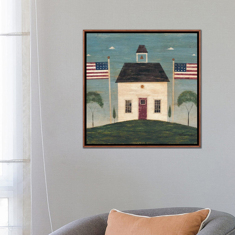 School House - Framed Wall Art Print, Brown, 26" H x 26" W, Framed Print without Mat