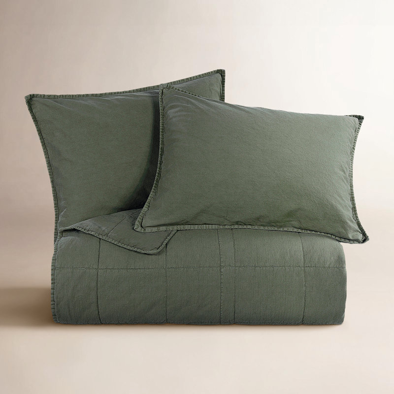 Couvre-lit en coton délavé Ione, Gris anthracite, Très grand lit