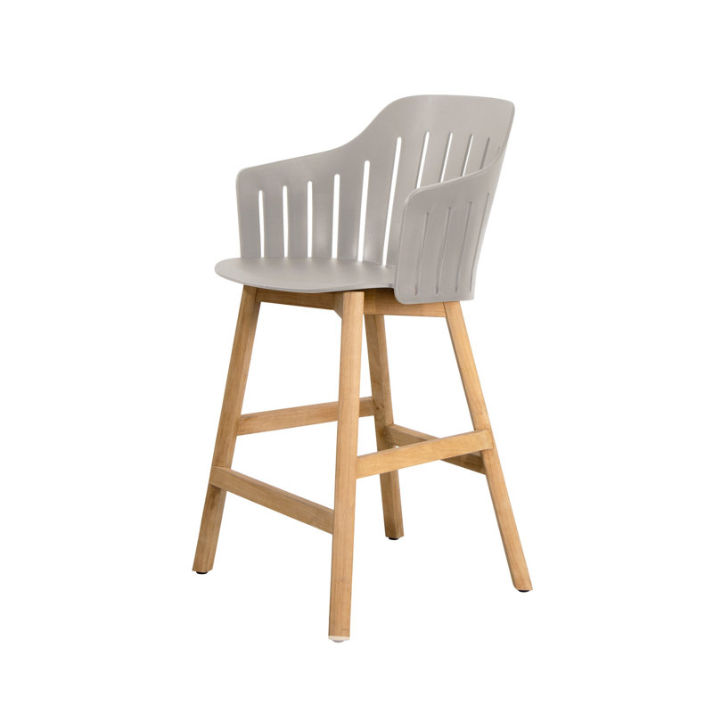 Choice Chair Outdoor and Counter Four Teak Legs Base with Upholstery Cover Set (Cane-line Free Seat-Back Cover), Taupe/Teak