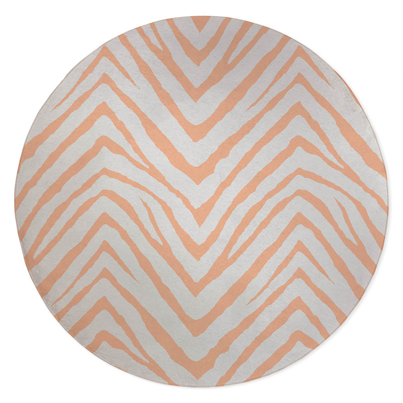 Zebra Stripe Non-Slip Outdoor Rug, Round 5'