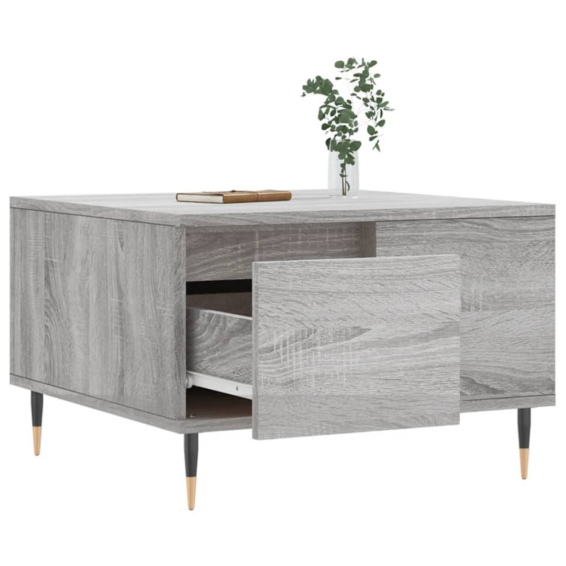 Cressey Four Leg Coffee Table with Storage, Grey Sonoma