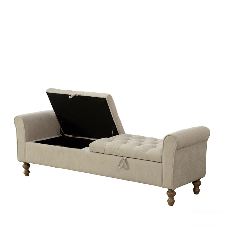 Banc de rangement rembourré de 65,75 po de largeur, Gris beige