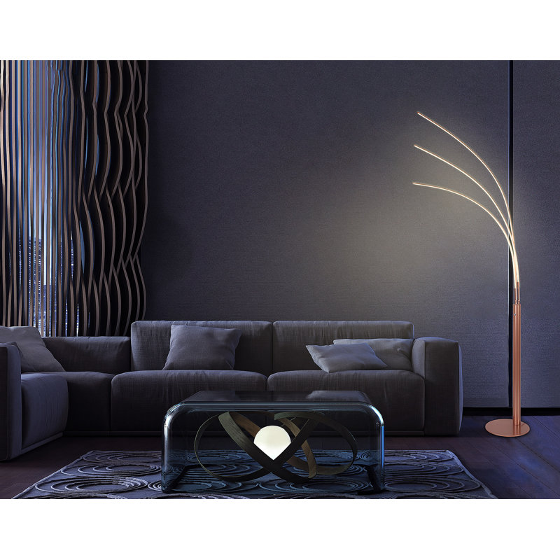 Geigle 92'' LED Arched Floor Lamp with USB, Titanium Gold