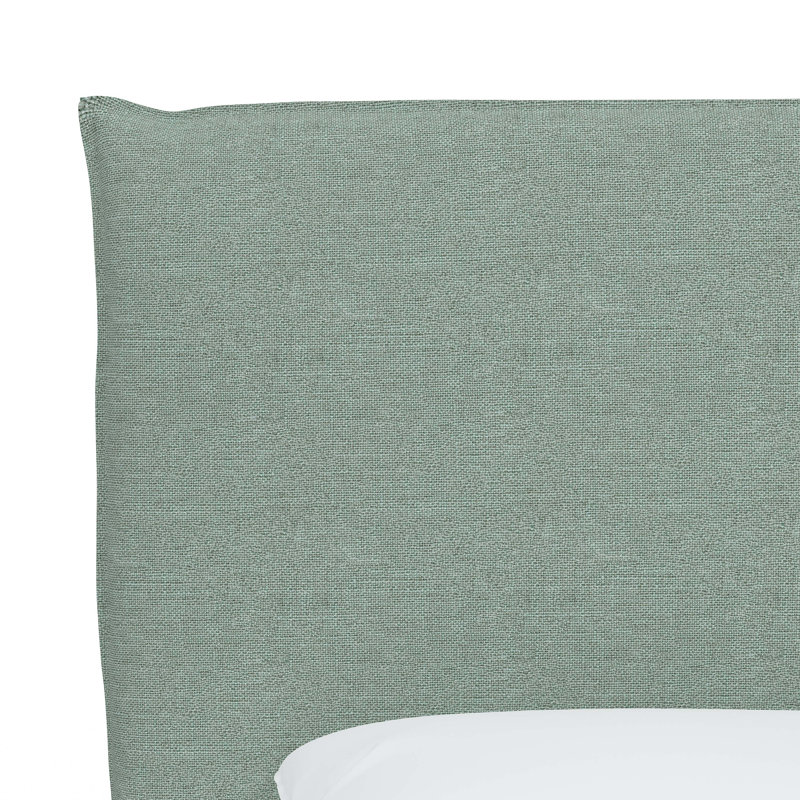 Bessinger Upholstered Bed, Textured Seafoam Linen, Queen