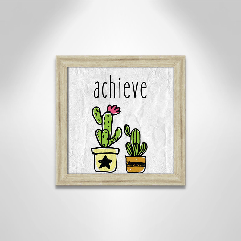 Impression sur papier Cacti C, Cadre plat beige, H 12 po x l 12 po x P 0,6 po