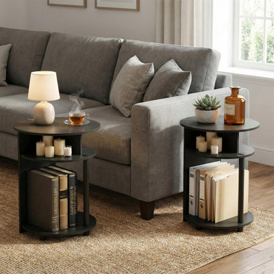 Ensemble de 2 tables d'appoint simples en noyer