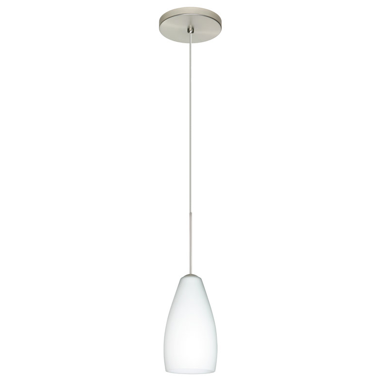 Luminaire suspendu 1 cloche pour une cloche Ritwik, Opale matte, Halogène, Nickel satiné