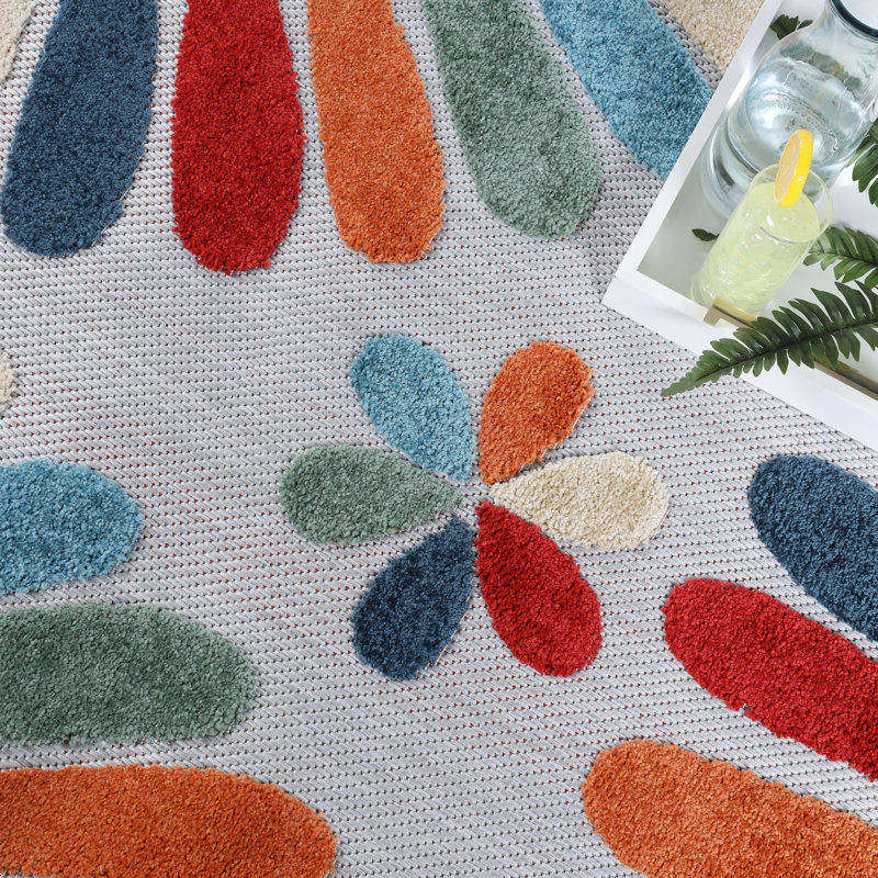 Rectangle Cotita Floral Outdoor Patio Garden 100% Polypropylene Weather-Resistant Area Rug, Rectangle 5'6" x 8'