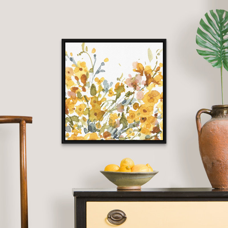 «Happy Yellow 08» par Lisa Audit - reproduction d'art, H 22 po x l 22 po x P 1,75 po, Toile avec cadre noir