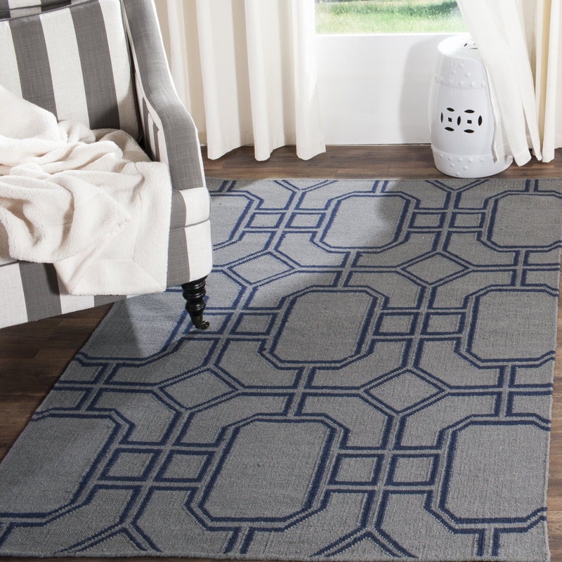 Normal Geometric Wool Hand Woven Area Rug, Rectangle 152 x 244 cm