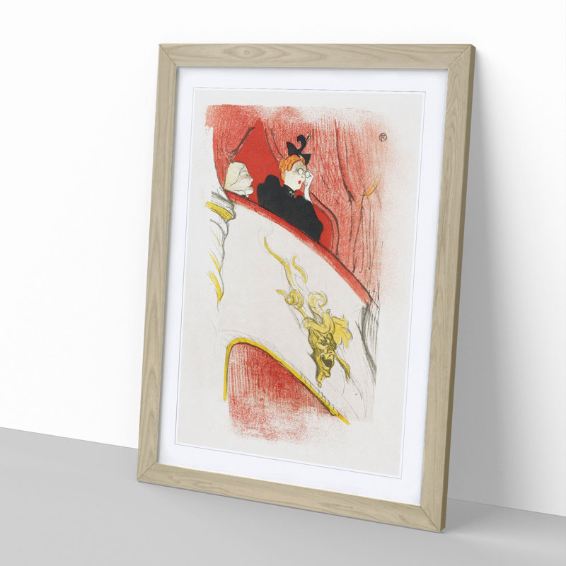 From the Balcony by Henri De Toulouse-Lautrec - Picture Frame Drawing, 65cm H x 48cm W x 2cm D, Oak