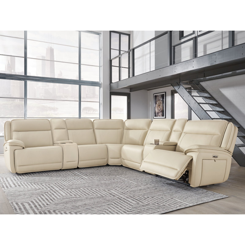 Canapé modulaire inclinable 7 pièces avec 2 consoles