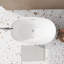 Baignoire de trempage autoportante de 47 po en acrylique, baignoire ovale autoportante avec trop-plein chromé et bonde escamotable, blanc brillant