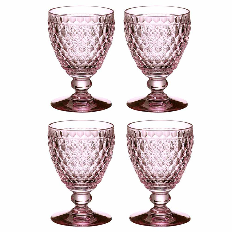 Boston Clear Crystal Goblet Set with Textured Design, 11 oz.