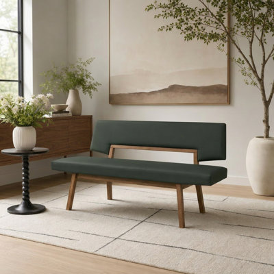 Banc de salle à manger Jeiren en bois recouvert de similicuir de style milieu du siècle