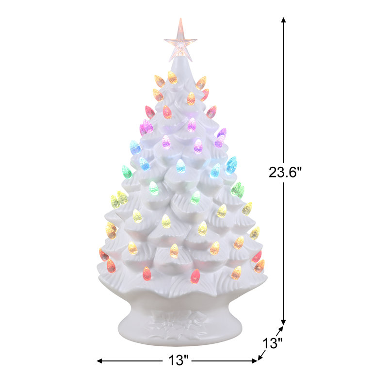 24 in. White Nostalgic Ceramic Tree with Light Show