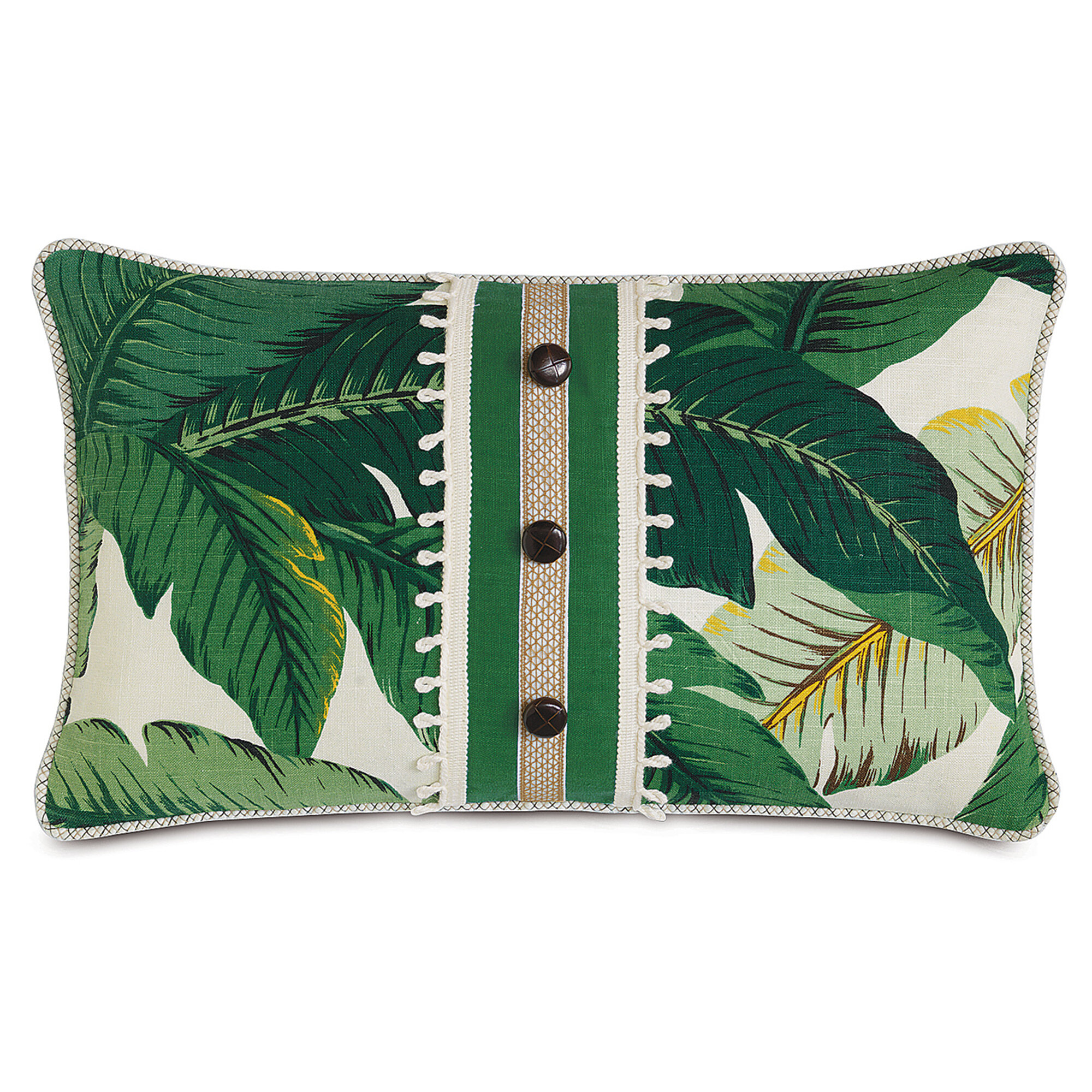 Tropical Hinson Palm Green Throw Pillow Cover