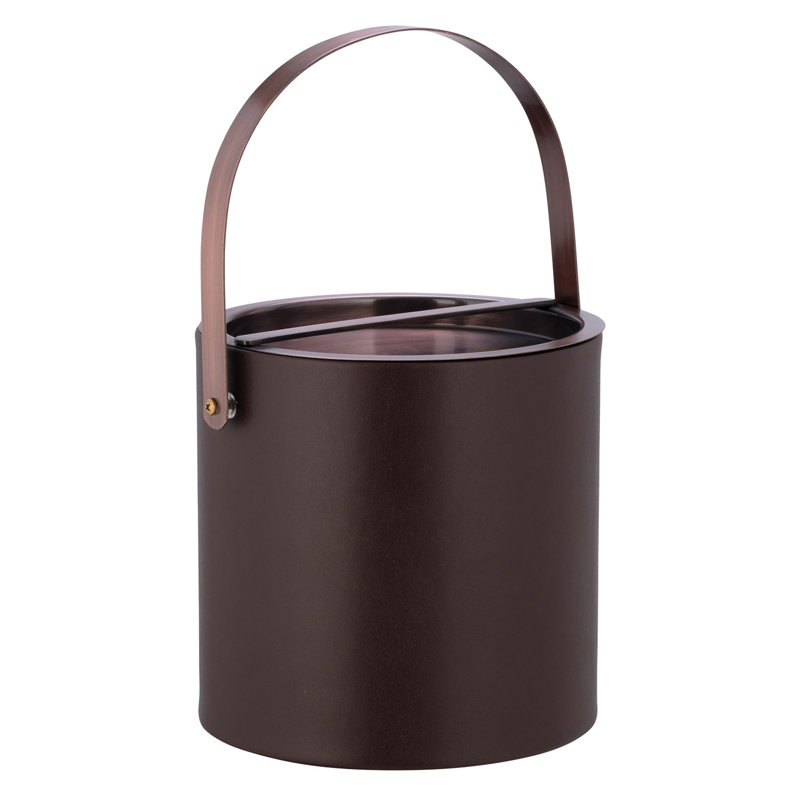 Senetta Leatherette Ice Bucket, Chocolate/Oil Rubbed Bronze