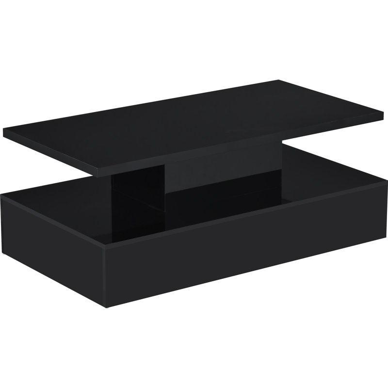 Coffee Table Cocktail Table Modern Industrial Design with LED lighting, 16 colours with a remote control (Black)