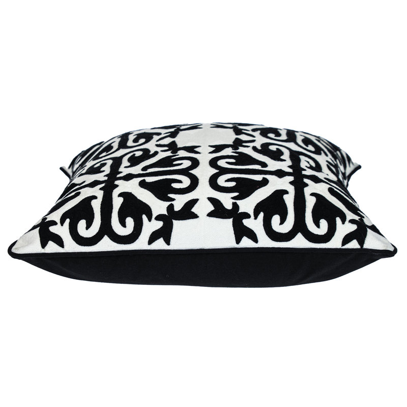 Coussin décoratif en coton 20 po noir et blanc