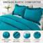 Ensemble d'édredon très grand turquoise (104 x 90 pouces), 3 pièces (1 édredon à volants et 2 taies d'oreiller) Ensemble d'édredon léger et moelleux, ensemble de literie en microfibre douce toutes saisons