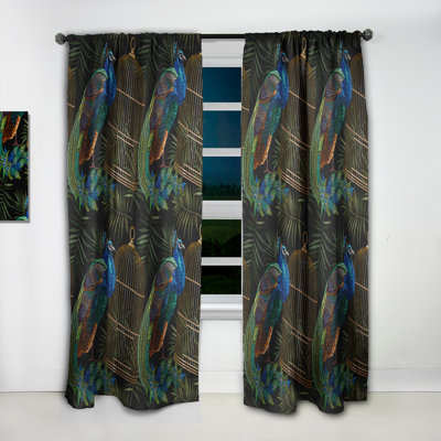 Panneau de rideau occultant simple Tails of Peacocks and Birds