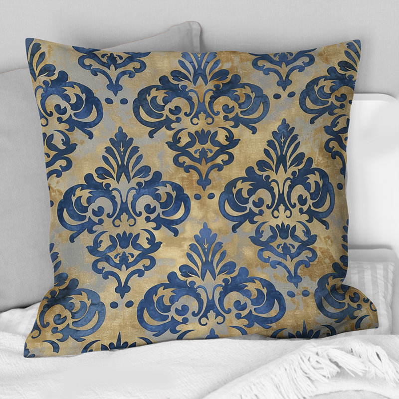 Damask Glamour V - Glam Throw Pillow, 18"H x18"H