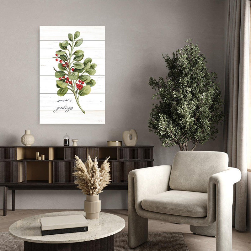«Season's Greetings», verdure, art contemporain d'hiver, H 36 po x l 24 po