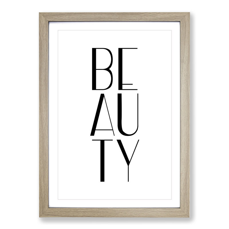 Beauty - Picture Frame Typography, 90cm H x 65cm W x 2cm D, Oak