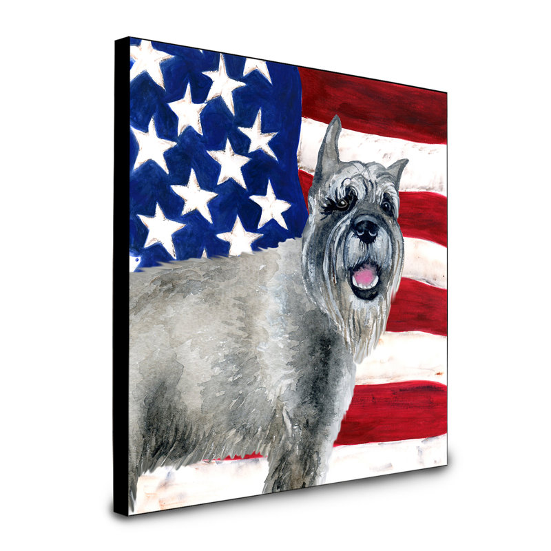 Panneau mural patriotique art Double Down, Schnauzer