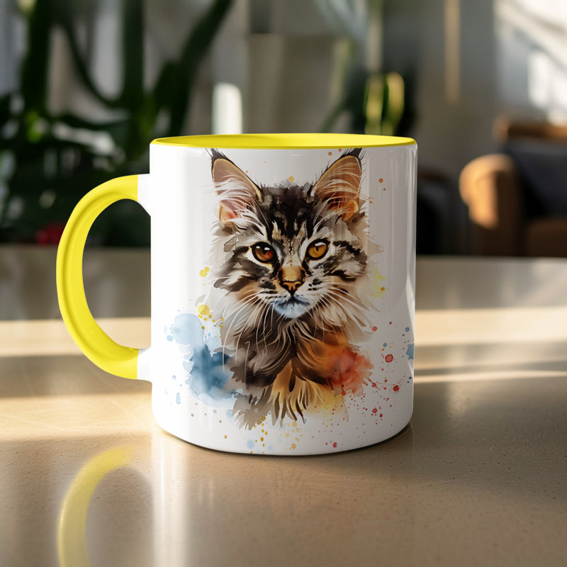 Ceramic Coffee Mug, Yellow, 4