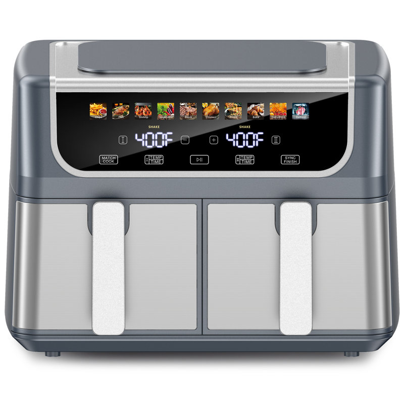Touch Dual Air Fryer With Shake Reminder For The Crispy And Low-Calorie Meals, Gray