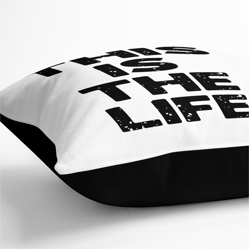 This Is the Life Scatter Cushion, 40cm H x 40cm W x 15cm D, Black