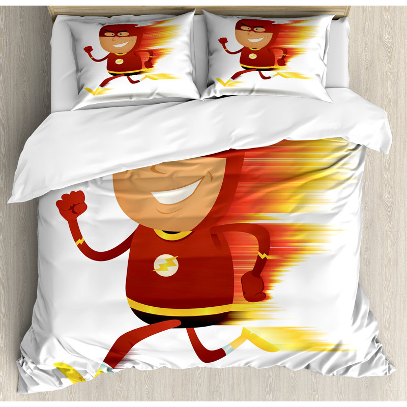 California King Superhero Lightning Bolt Duvet Cover Set
