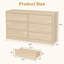 Commode moderne à 6 tiroirs pour chambre à coucher, large commode en bois de chêne naturel avec grand rangement, organisateur robuste à deux rangées pour chambre d'enfant et salon
